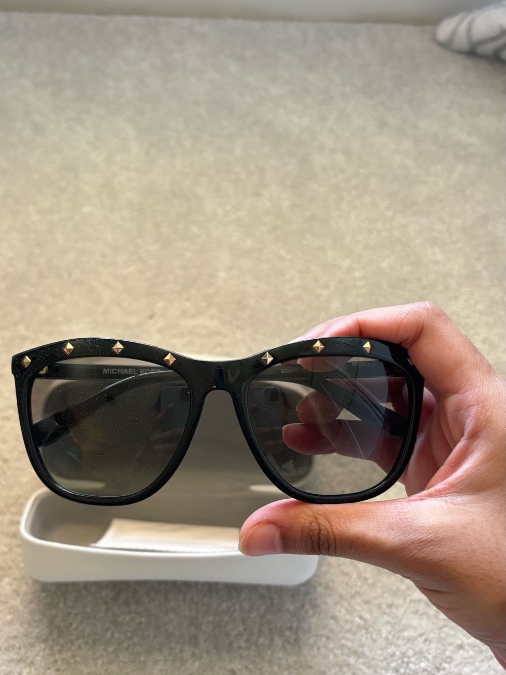 Michael Kors Black Sunglasses with Gold Stud Accents
